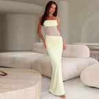 Long lace dress with straps