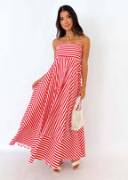 Striped dress with open back belt