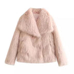 Winter Luxury Fur Lapel Winter Plush Coat