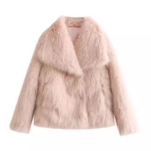 Winter Luxury Fur Lapel Winter Plush Coat