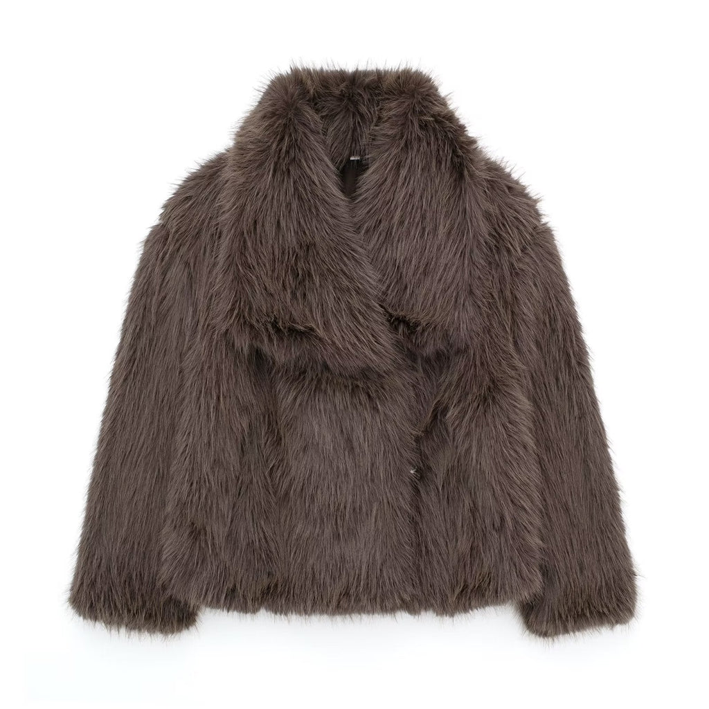 Winter Luxury Fur Lapel Winter Plush Coat