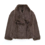 Winter Luxury Fur Lapel Winter Plush Coat