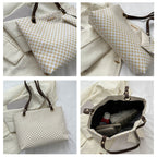 Vintage Checkered Large Capacity Shoulder Tote Bag