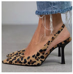 Leopard Print Pointed Toe Slingback High Heels