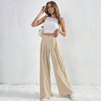 Elena High-Waist Pleated Wide-Leg Pants | Chic Flowy Dress Slacks