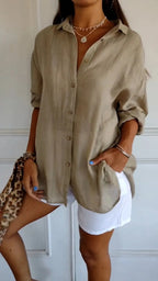 Casual Lapel Long Sleeve Pleated Shirt