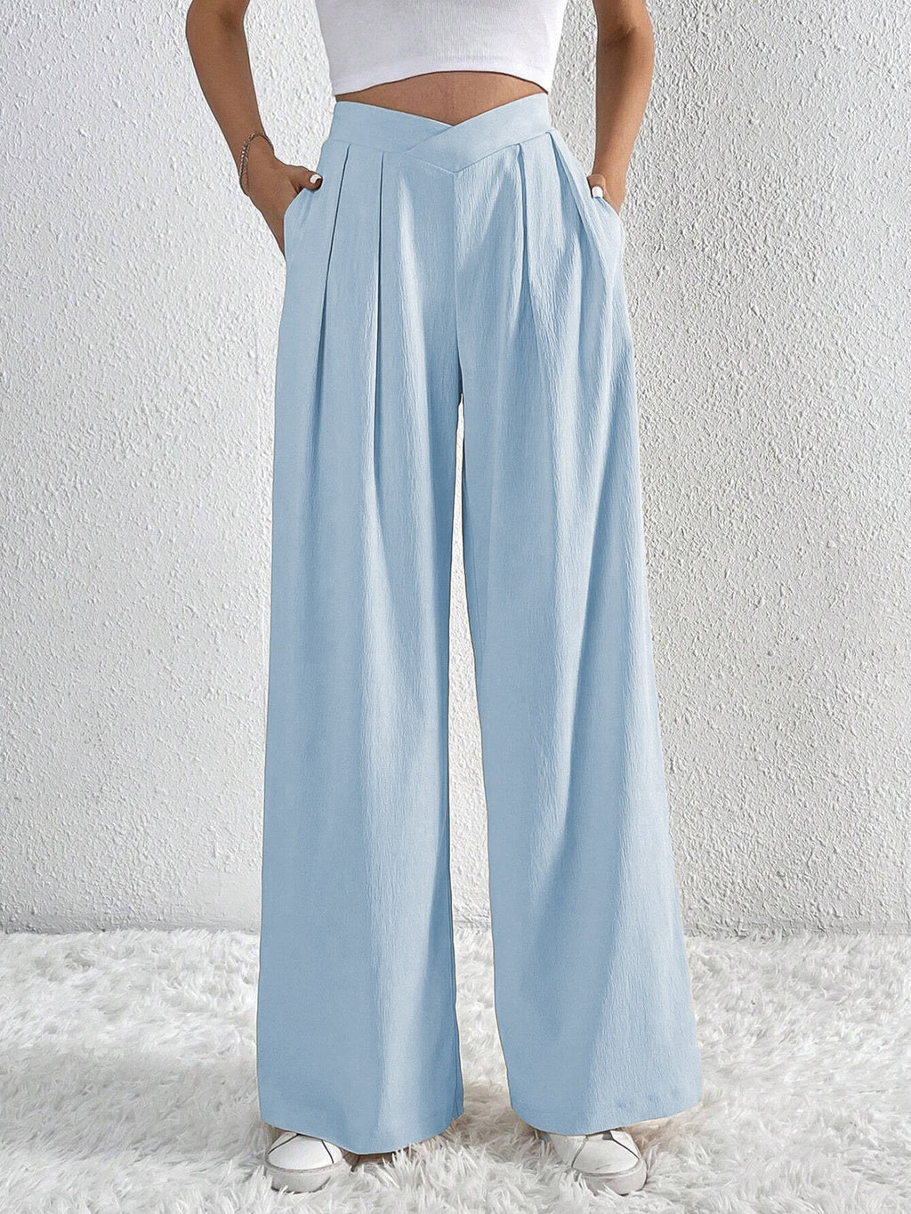 Elena High-Waist Pleated Wide-Leg Pants | Chic Flowy Dress Slacks