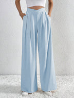Elena High-Waist Pleated Wide-Leg Pants | Chic Flowy Dress Slacks