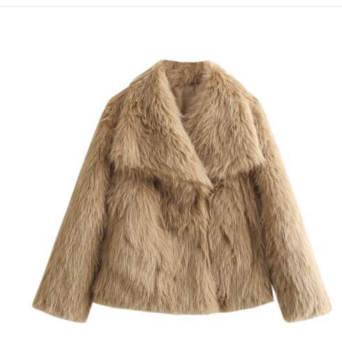 Winter Luxury Fur Lapel Winter Plush Coat