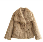 Winter Luxury Fur Lapel Winter Plush Coat