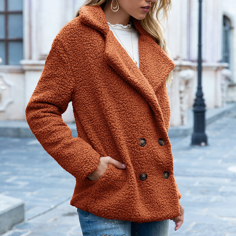 Luxe Teddy Sherpa Coat - Warm Double-Breasted Winter Jacket