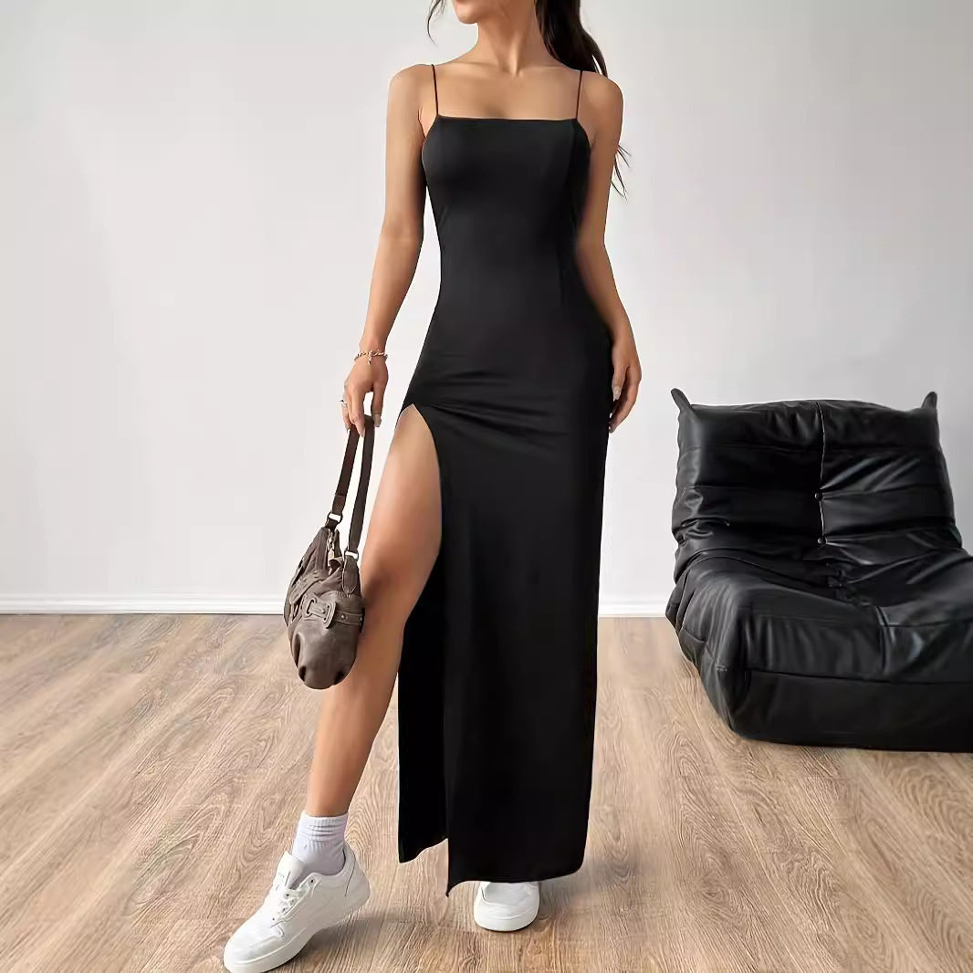 Sleek Black Bodycon Cami Dress