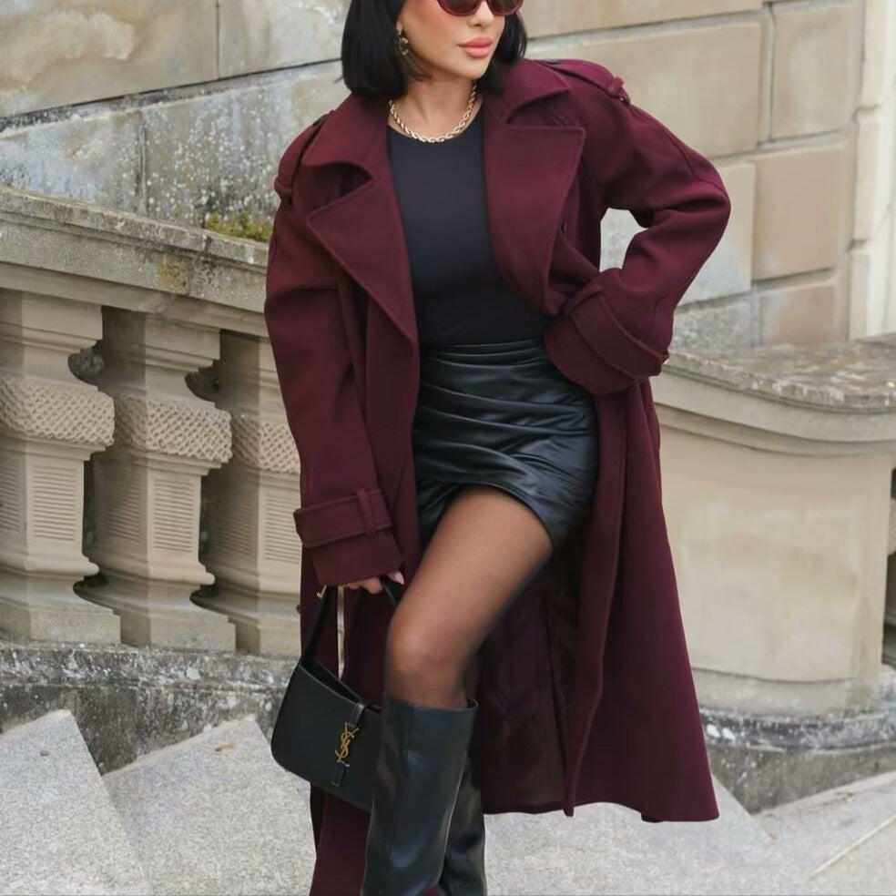 Stylish wool blend trench coat
