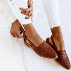 Woven Leather Flat Sandals