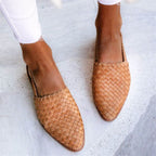 Woven Leather Flat Sandals