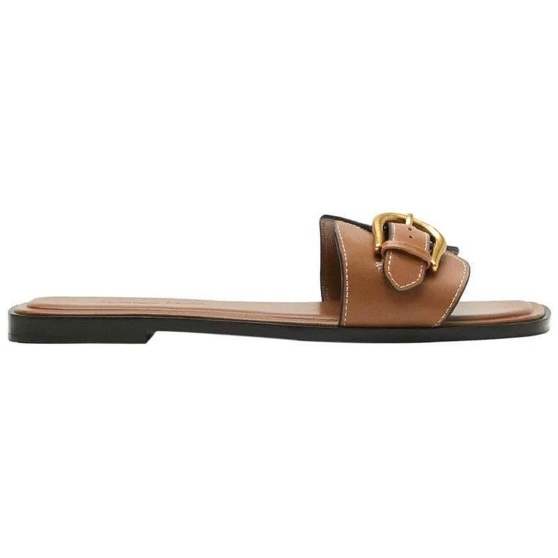 Buckled Strap Slide Sandals