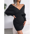 Cozy Chic V-Neck Knit Sweater Dress