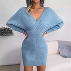 Cozy Chic V-Neck Knit Sweater Dress