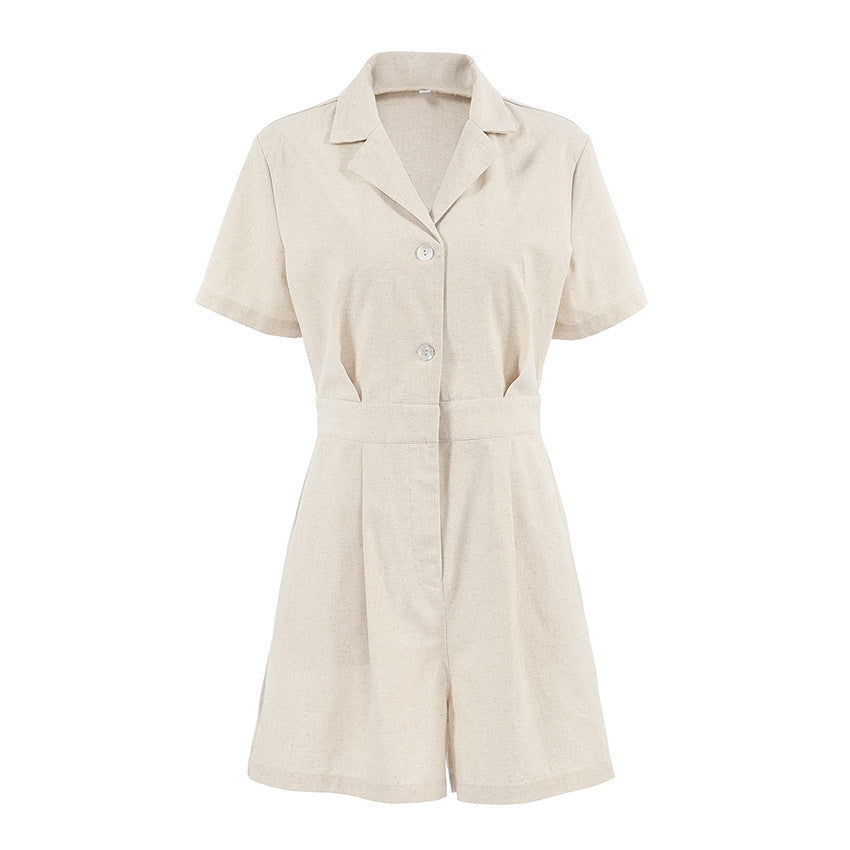 Casual Elegance Linen Short Jumpsuit