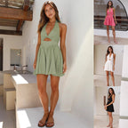 Summer Halter V-Neck Mini Dress