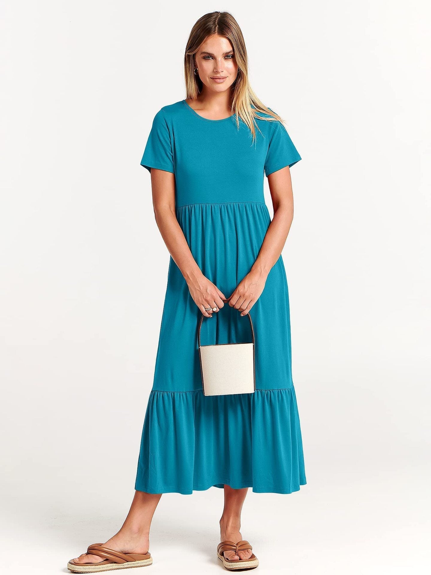 Women's Casual Round Neck Ruffle Dress