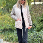 Quilted Knit-Sleeve Winter Jacket