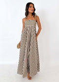 Striped dress with open back belt