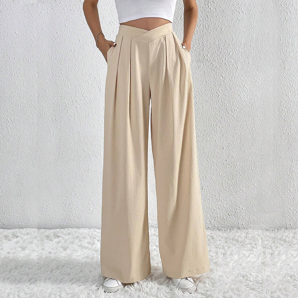Elena High-Waist Pleated Wide-Leg Pants | Chic Flowy Dress Slacks