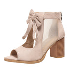 Elegant Bow Block Heel Sandals