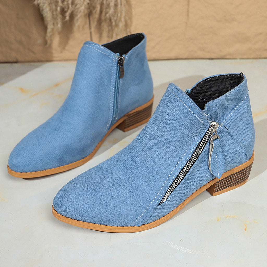 Suede Zipper Ankle Boots