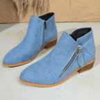 Suede Zipper Ankle Boots