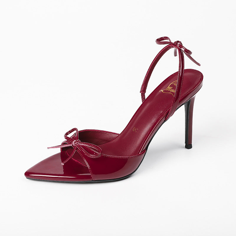 Sleek Red Bow High-Heel Sandals