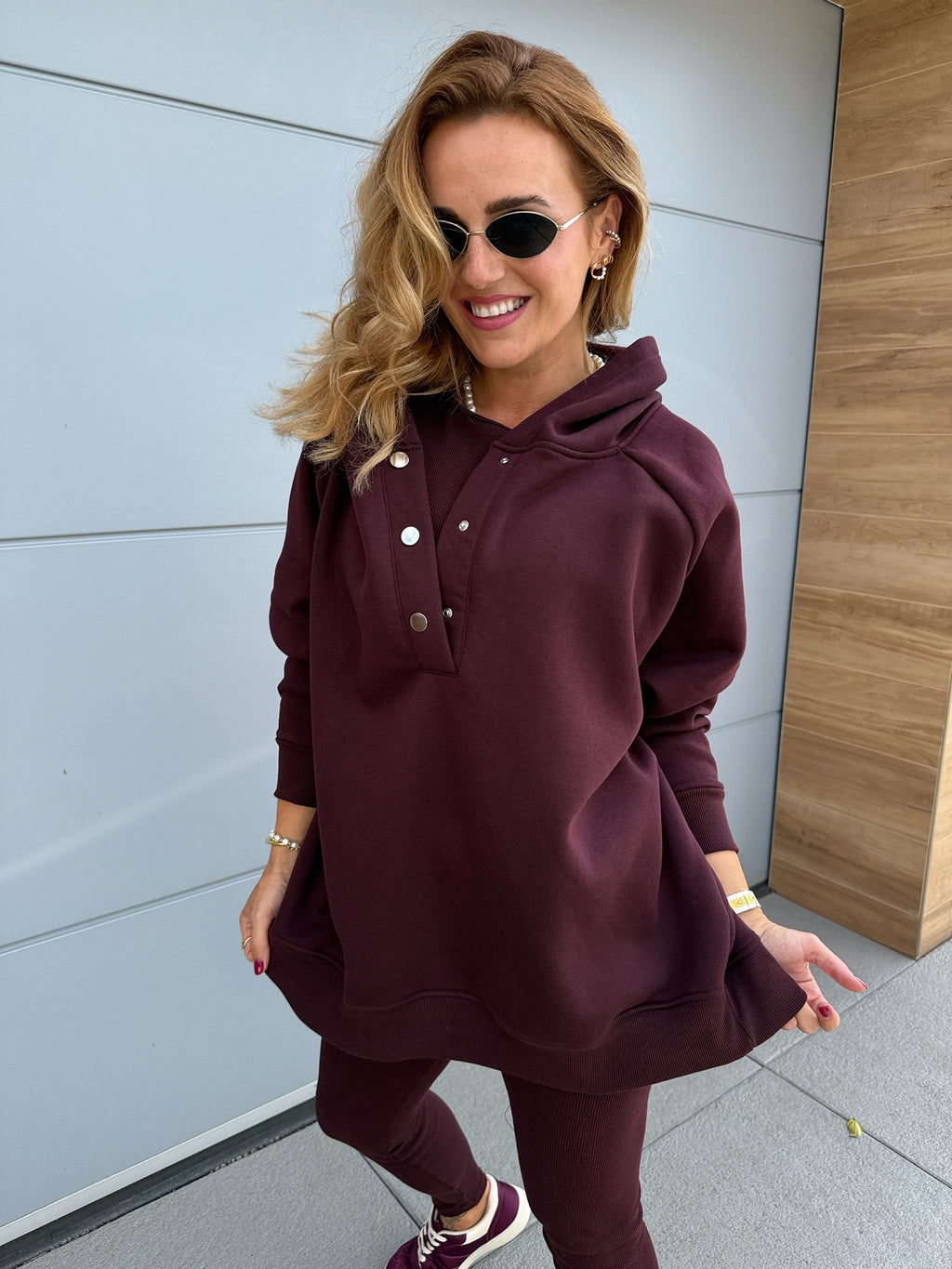 Women’s Casual 3-Piece Sport Suit | Oversized Hoodie, Padded Vest, and Slim Tapered Pants.