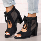 Elegant Bow Block Heel Sandals