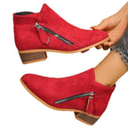 Suede Zipper Ankle Boots