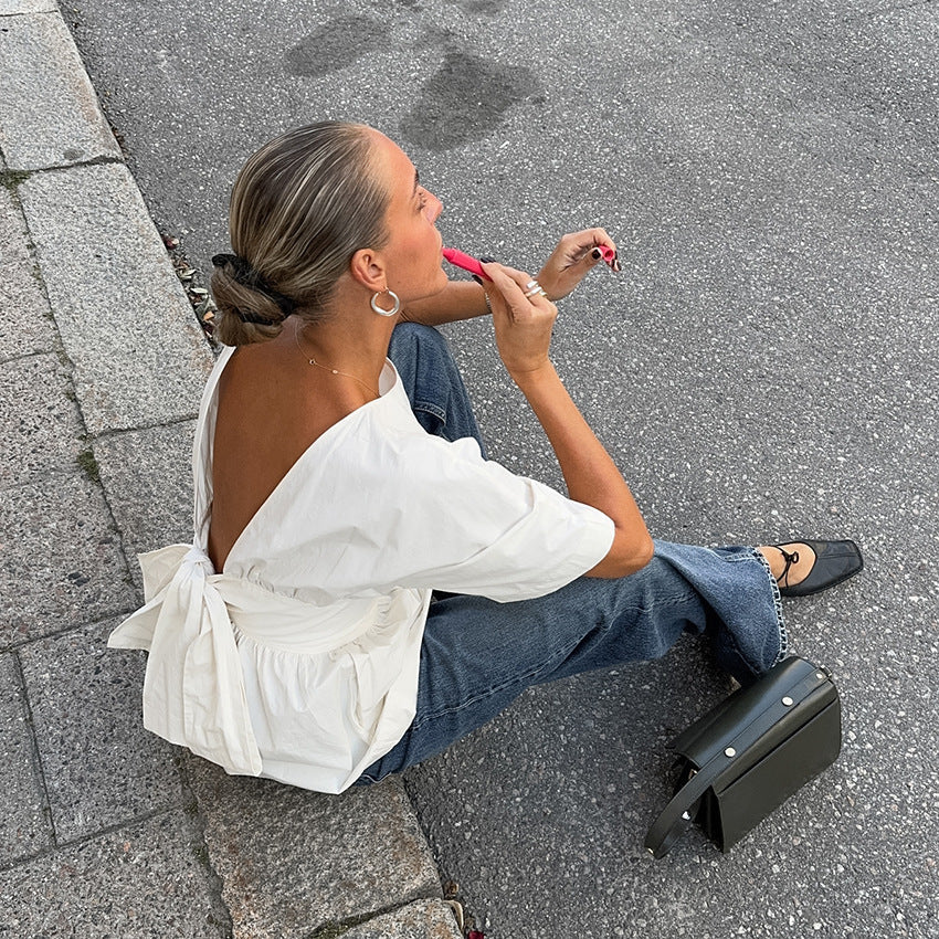 Summer Backless Tie-Back Top