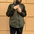 Quilted Knit-Sleeve Winter Jacket