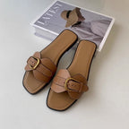Buckled Strap Slide Sandals