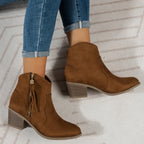 Suede Tassel Zip Ankle Boots