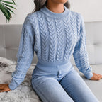 Sophie Cropped Cable-Knit Sweater | Thick Twist Knit Pullover