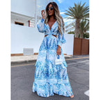 Elegant V-Neck Floral Maxi Dress