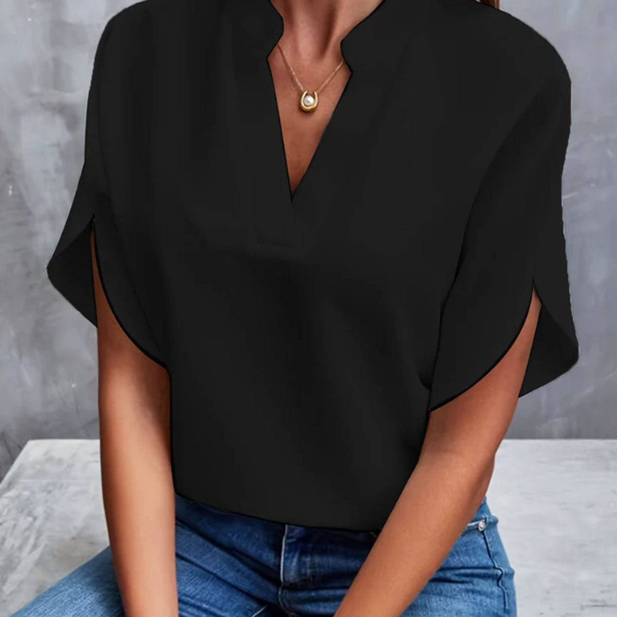 Soft V-Neck Flutter Sleeve shirt