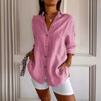 Casual Lapel Long Sleeve Pleated Shirt