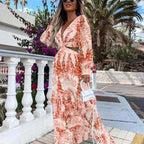 Elegant V-Neck Floral Maxi Dress