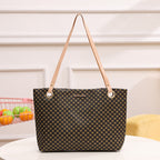 Vintage Checkered Large Capacity Shoulder Tote Bag