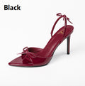 Sleek Red Bow High-Heel Sandals