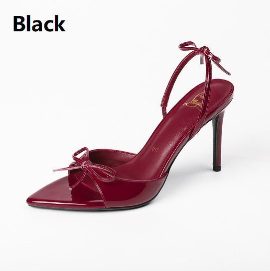 Sleek Red Bow High-Heel Sandals