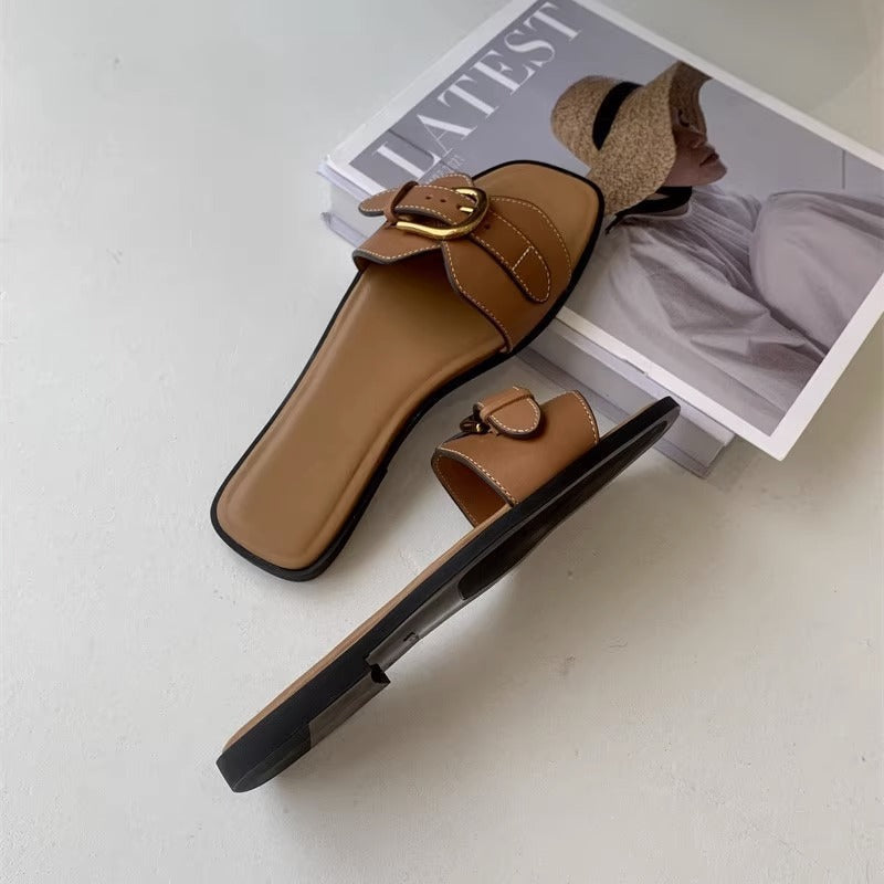 Buckled Strap Slide Sandals