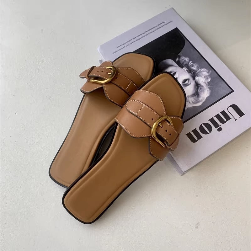 Buckled Strap Slide Sandals