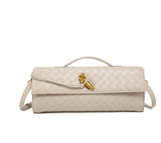 Two Way Woven Flap Clutch Shoulder Bag
